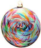 Blue Multi Blown Glass Spiral Disc