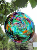 Green Multi Blown Glass Spiral Disc