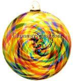 Lime Mix Blown Glass Spiral Disc