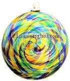 Peacock Blown Glass Spiral Disc