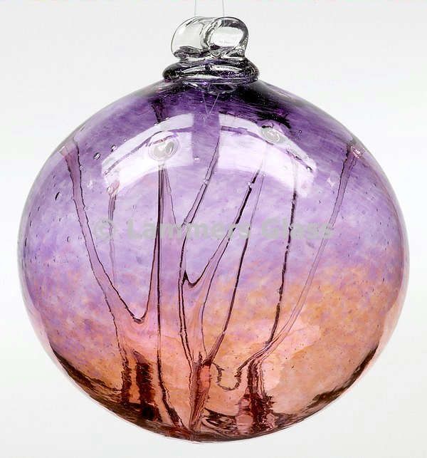 Peach / Amethyst Blown Glass Witch Ball